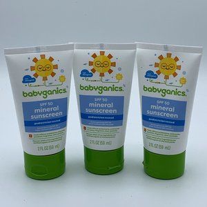 Babyganics SPF 50 Mineral Sunscreen, 3 pack NEW Factory Sealed